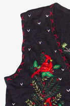 Beaded Embroidered Woodland Cardinals Bobbie Brooks Ugly Christmas Vest (2000s)
