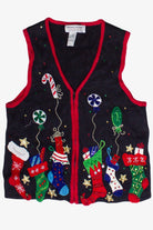 Vintage Heirloom Collectibles Beaded Bedazzled Stockings Ugly Christmas Vest (2000s)