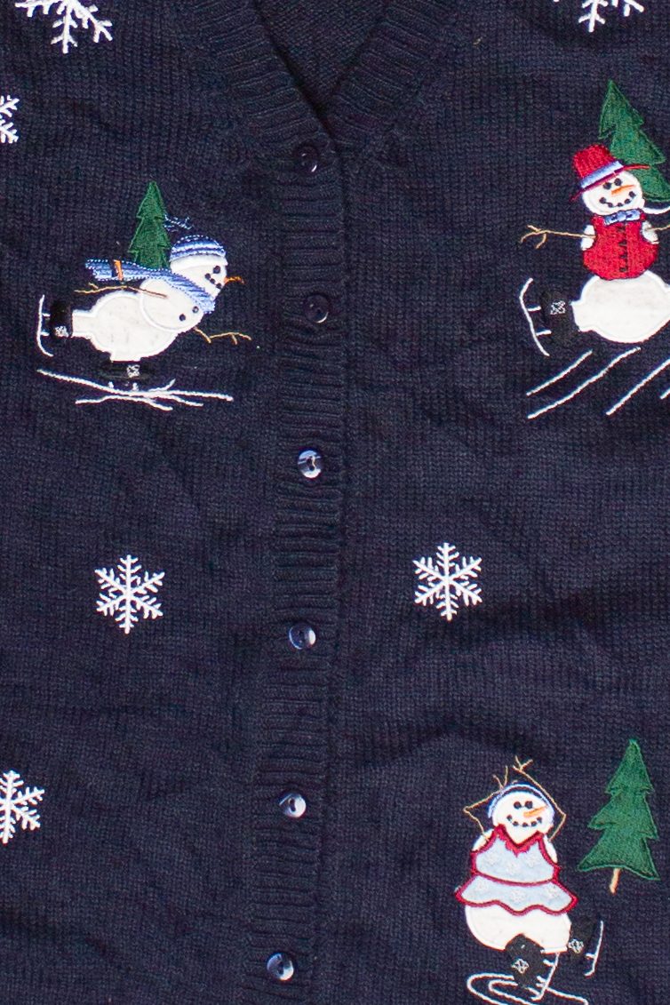 Vintage Holiday Joy Skating Snowmen Ugly Christmas Vest (1990s)
