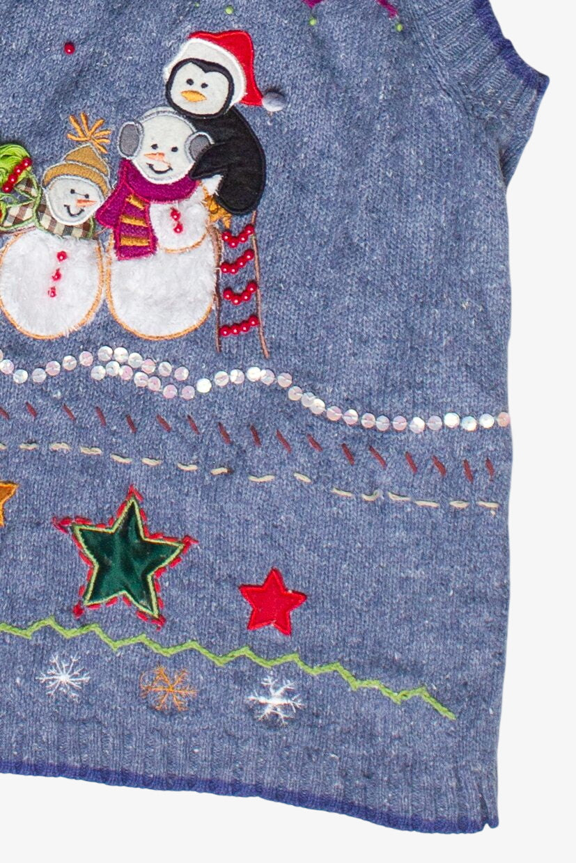 Vintage Snowmen Penguin Cottagecore Ugly Christmas Vest (2000s)