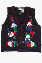 Let It Snow Snowmen White Stag Ugly Christmas Vest (2000s)