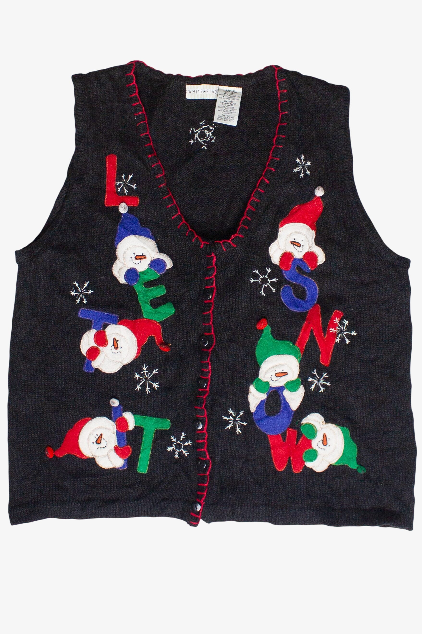 Let It Snow Snowmen White Stag Ugly Christmas Vest (2000s)