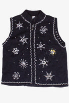 Beaded Sequin Snowflakes Mercer Street Studio Zip Up Ugly Christmas Vest (2000s)
