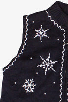 Beaded Sequin Snowflakes Mercer Street Studio Zip Up Ugly Christmas Vest (2000s)