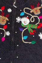Vintage Christmas Lights Zip Up Ugly Christmas Vest (2000s)