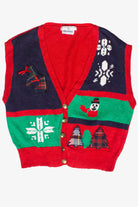 Vintage Haberdashery Plaid Patch Knit Ugly Christmas Vest (1993)
