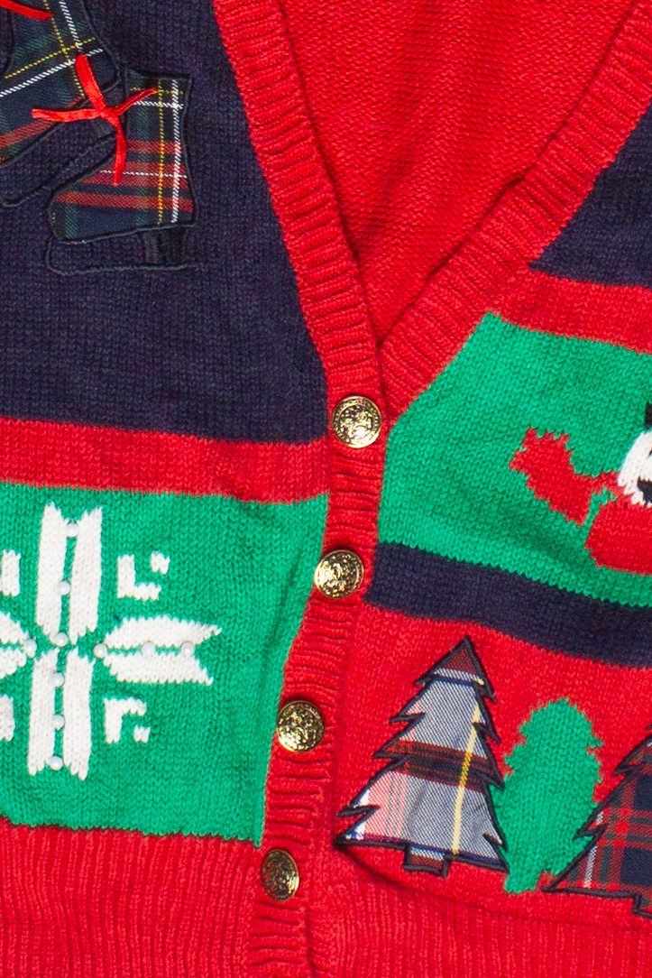 Vintage Haberdashery Plaid Patch Knit Ugly Christmas Vest (1993)