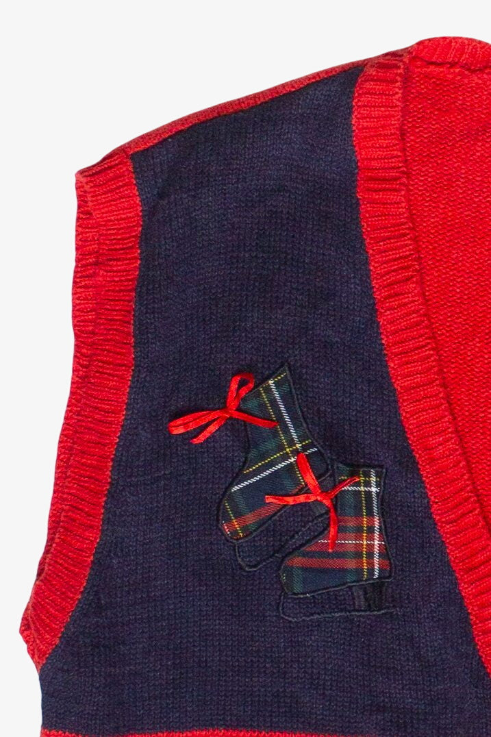Vintage Haberdashery Plaid Patch Knit Ugly Christmas Vest (1993)