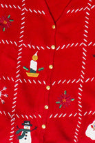 Vintage Croft & Barrow Hand Stitching Christmas Patches Ugly Christmas Vest (2000s)