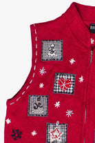 Vintage Embroidered Snowflakes Patches Ugly Christmas Vest (2000s)