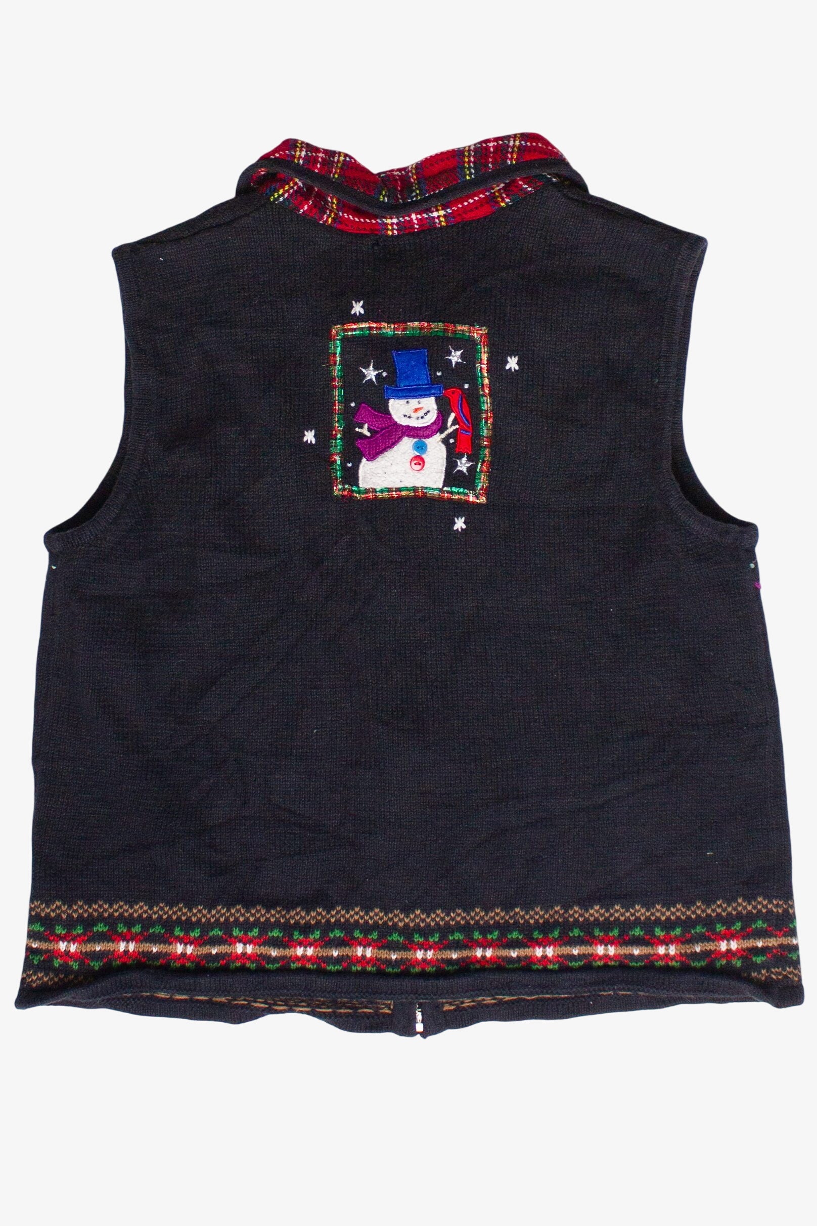 Vintage Snowmen Portraits Ugly Christmas Vest (2000s)