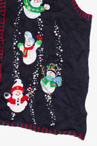 Vintage Beaded Snowfall Snowmen Ugly Christmas Vest (2000s)