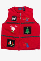 Crazy Horse Holiday Patches Bell Zip Up Ugly Christmas Vest (2000s)