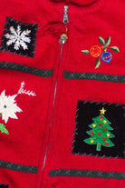 Crazy Horse Holiday Patches Bell Zip Up Ugly Christmas Vest (2000s)