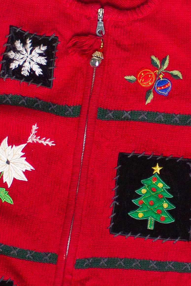 Crazy Horse Holiday Patches Bell Zip Up Ugly Christmas Vest (2000s)