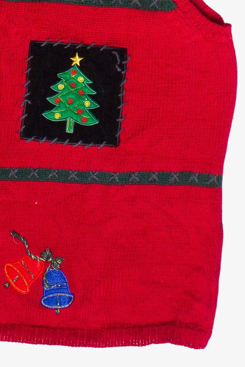 Crazy Horse Holiday Patches Bell Zip Up Ugly Christmas Vest (2000s)