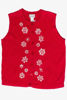 Vintage Breckenridge Embroidered Sequin Snowflakes Ugly Christmas Vest (2000s)