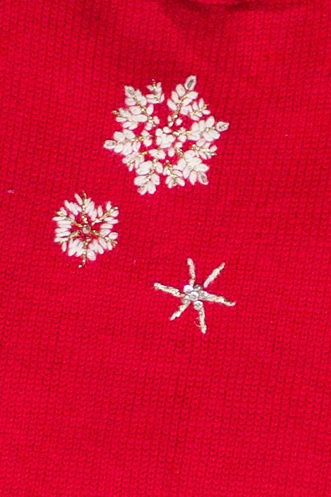 Vintage Breckenridge Embroidered Sequin Snowflakes Ugly Christmas Vest (2000s)