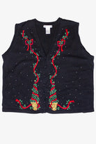 Embroidered Ribbons Holiday Plants Victoria Jones Ugly Christmas Vest (2000s)
