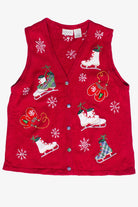Vintage Ice Skates & Mittens Basic Editions Ugly Christmas Vest (2000s)