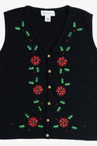 Vintage Poinsettia Croft & Barrow Ugly Christmas Sweater (1990s)