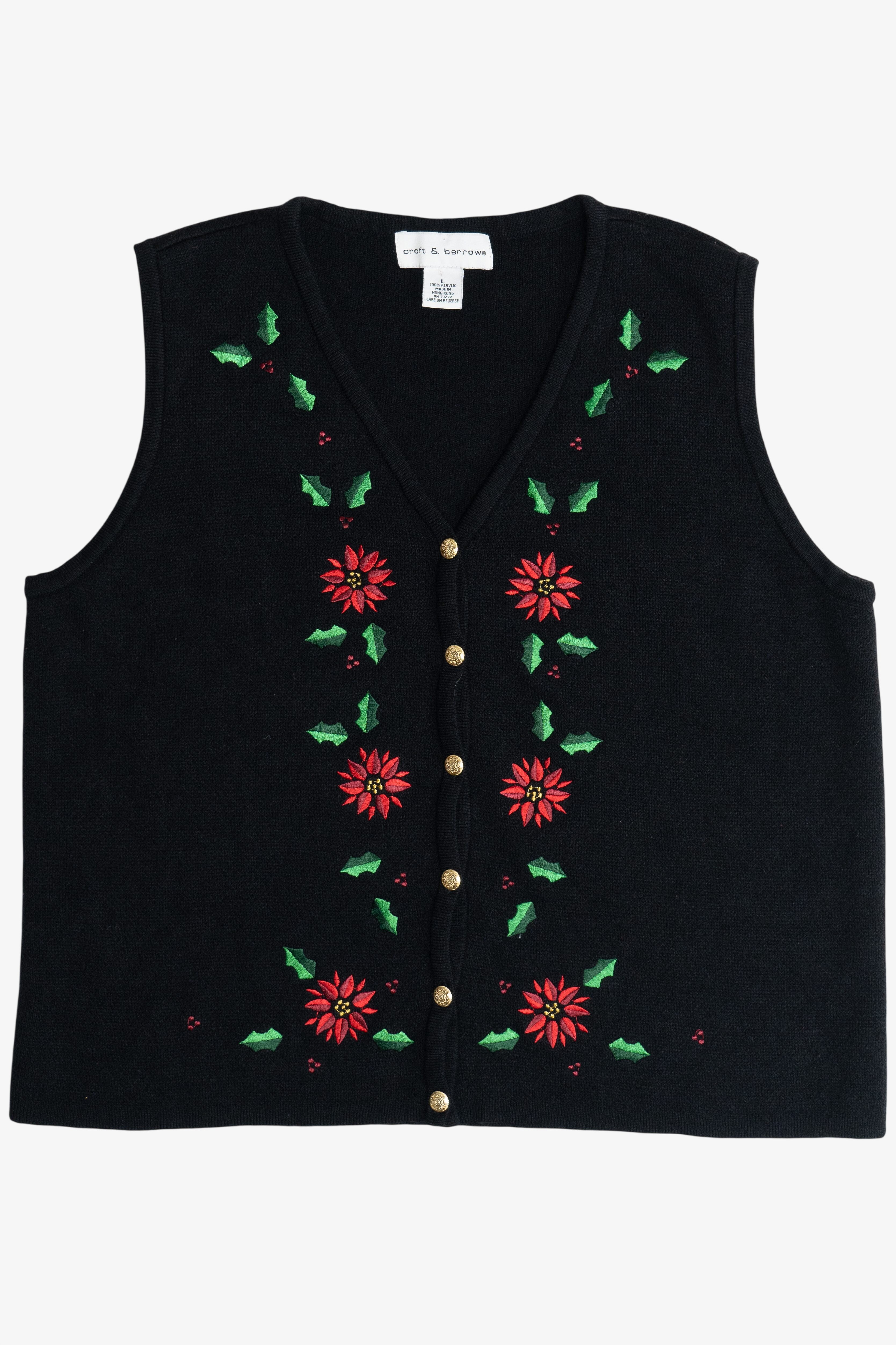 Vintage Poinsettia Croft & Barrow Ugly Christmas Sweater (1990s)