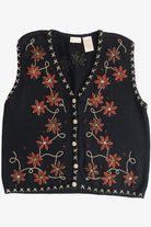 Vintage Poinsettias Billie Brooks Ugly Christmas Vest (1990s)