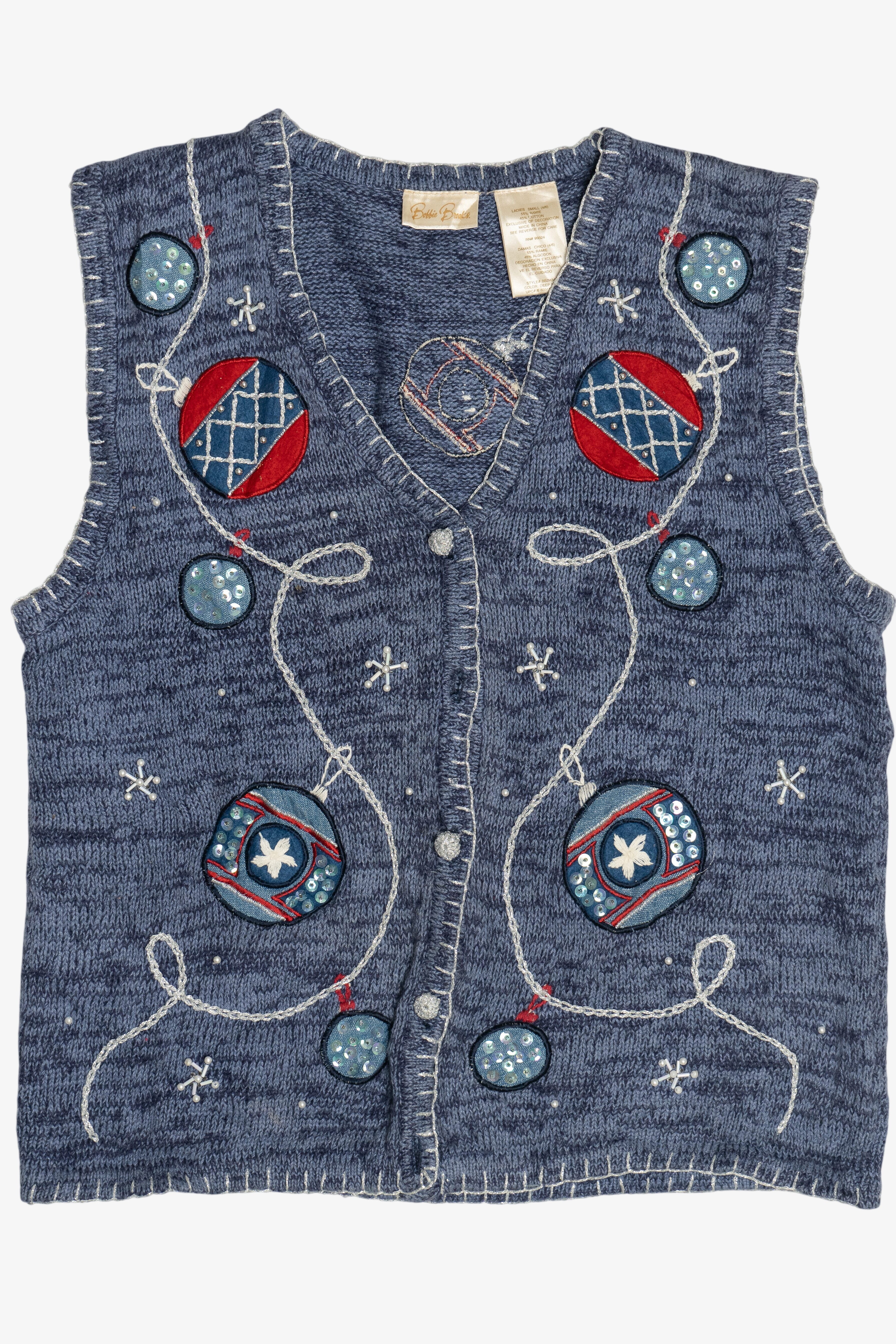 Vintage Bobbie Brooks Americana Ornaments Ugly Christmas Vest (1990s)
