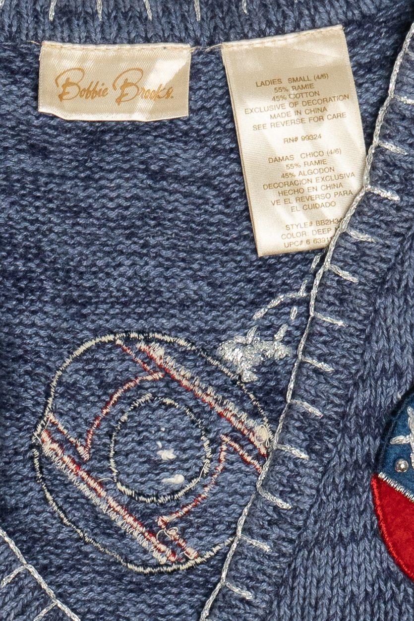 Vintage Bobbie Brooks Americana Ornaments Ugly Christmas Vest (1990s)