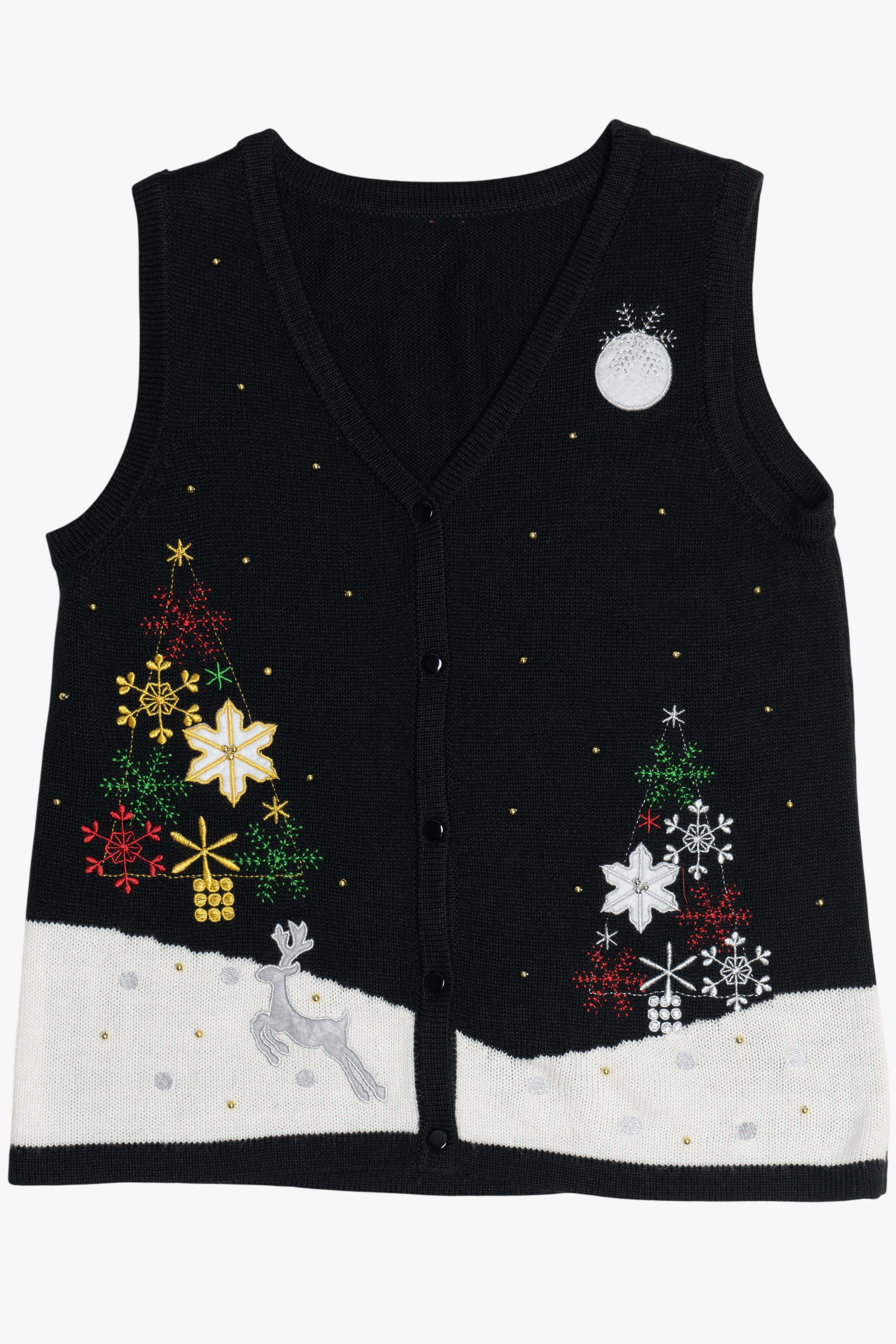 Vintage Reindeer In The Snow Ugly Christmas Vest (2000s)