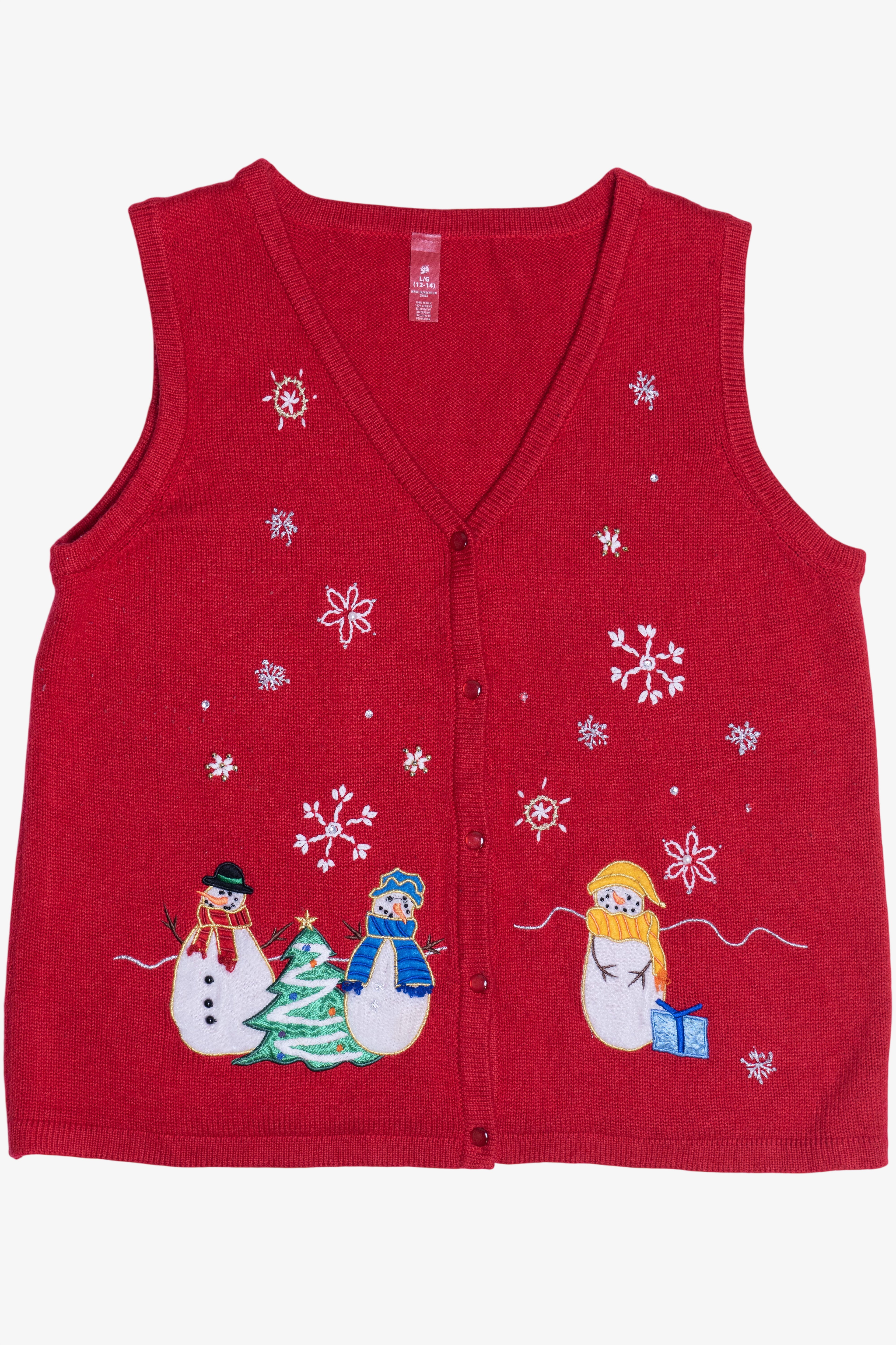 Vintage Snowmen With Tree Ugly Christmas Vest (2000s)