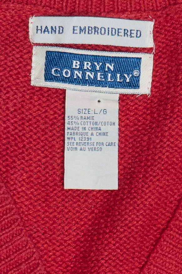 Vintage Hand Embroidered Bryn Connelly Ugly Christmas Vest (1990s)