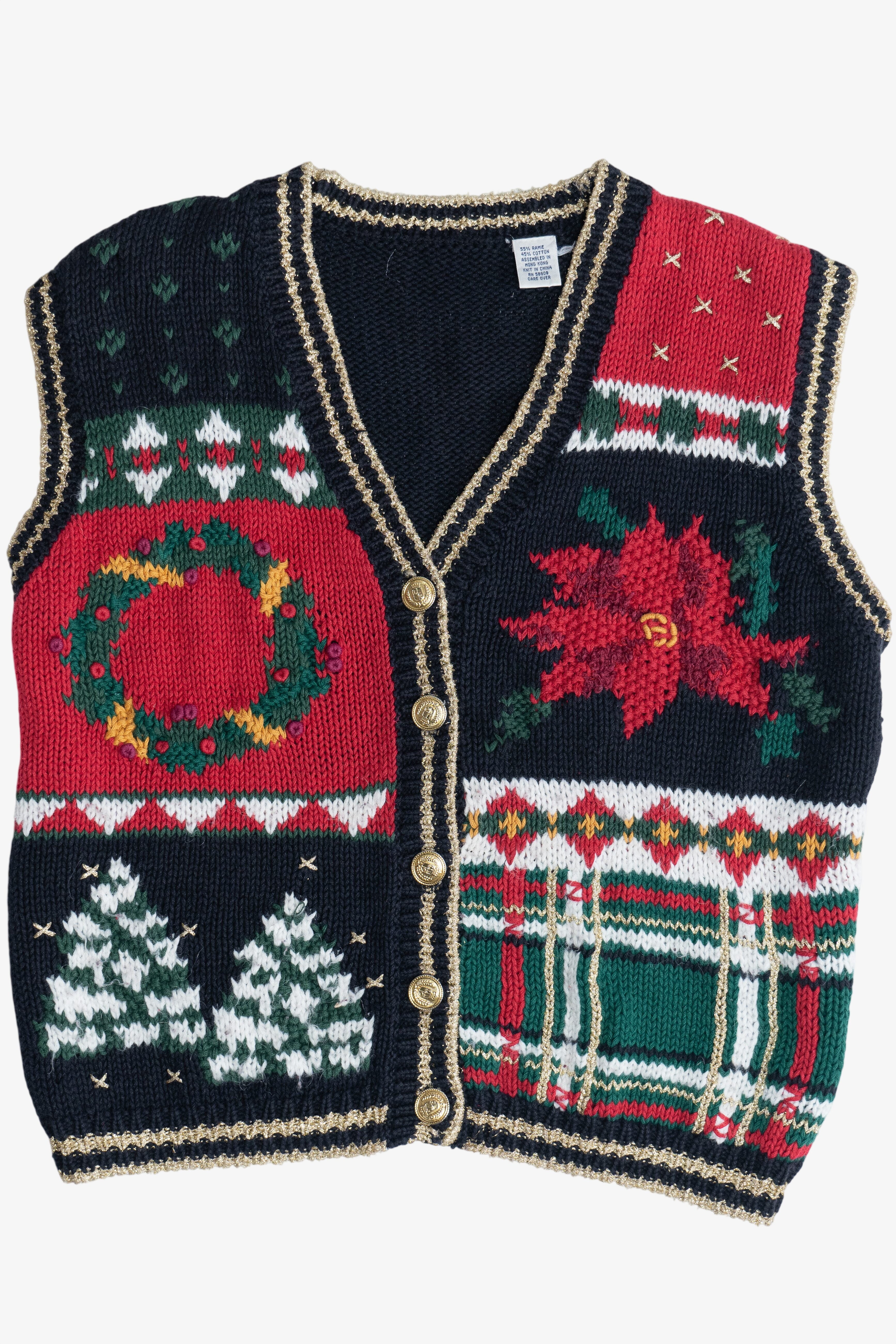 Vintage Black Ugly Christmas Vest (1990s)
