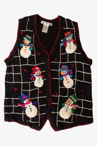 Vintage Snowmen Grid Ugly Christmas Vest (1990s)