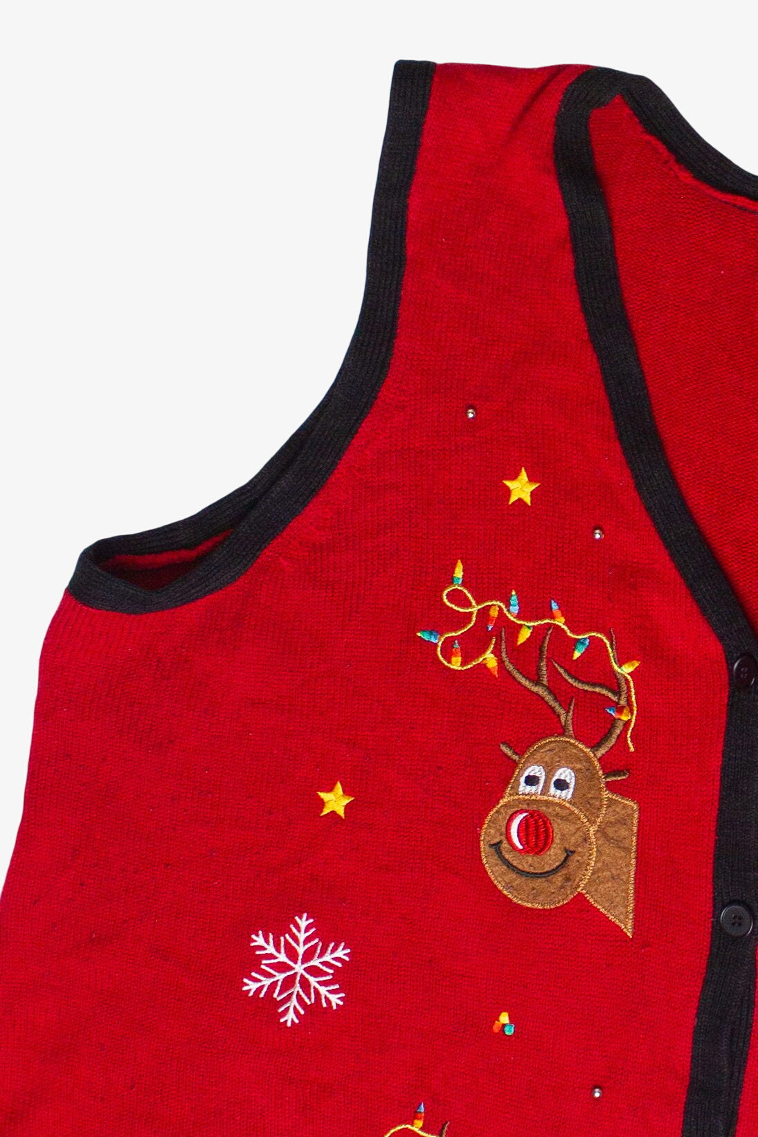 Festive Reindeer White Stag Ugly Christmas Sweater Vest (2010s)