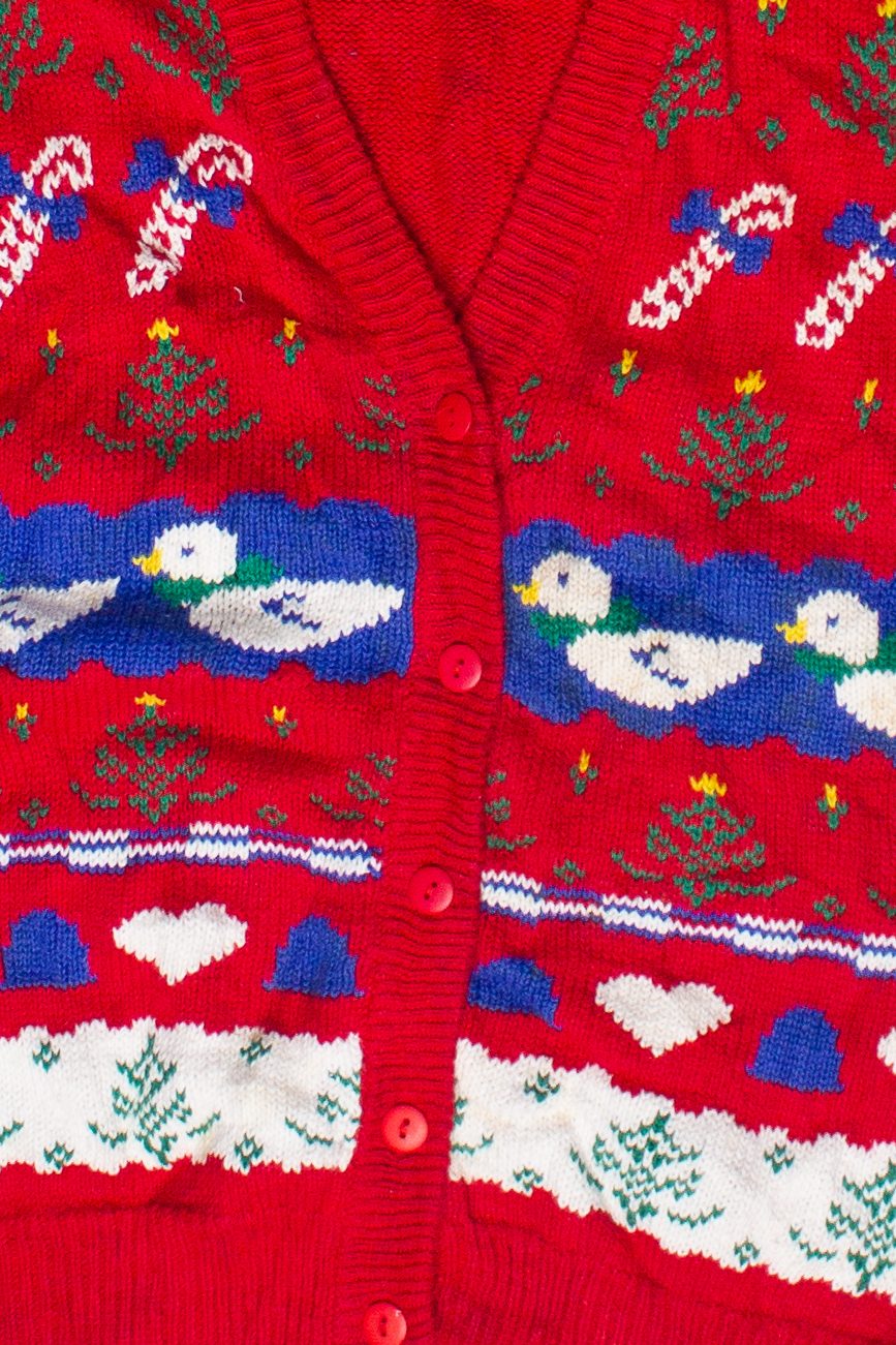 Vintage Cottagecore Bears Geese Pattern Laura Gayle Ugly Christmas Vest (1990s)