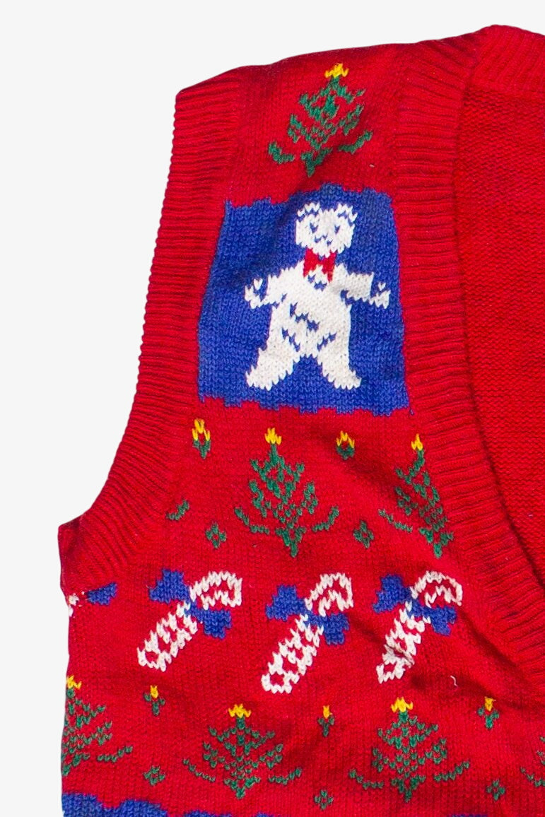Vintage Cottagecore Bears Geese Pattern Laura Gayle Ugly Christmas Vest (1990s)
