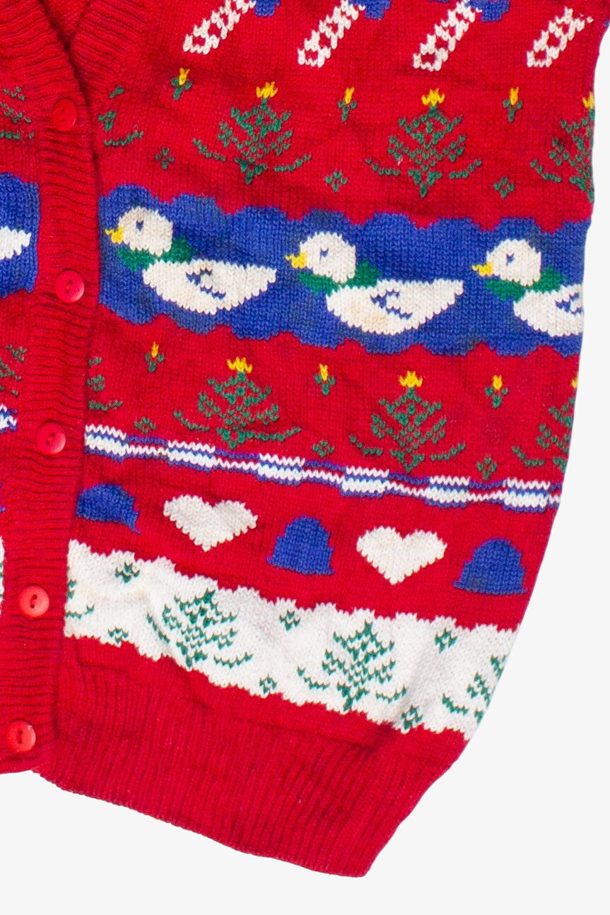 Vintage Cottagecore Bears Geese Pattern Laura Gayle Ugly Christmas Vest (1990s)