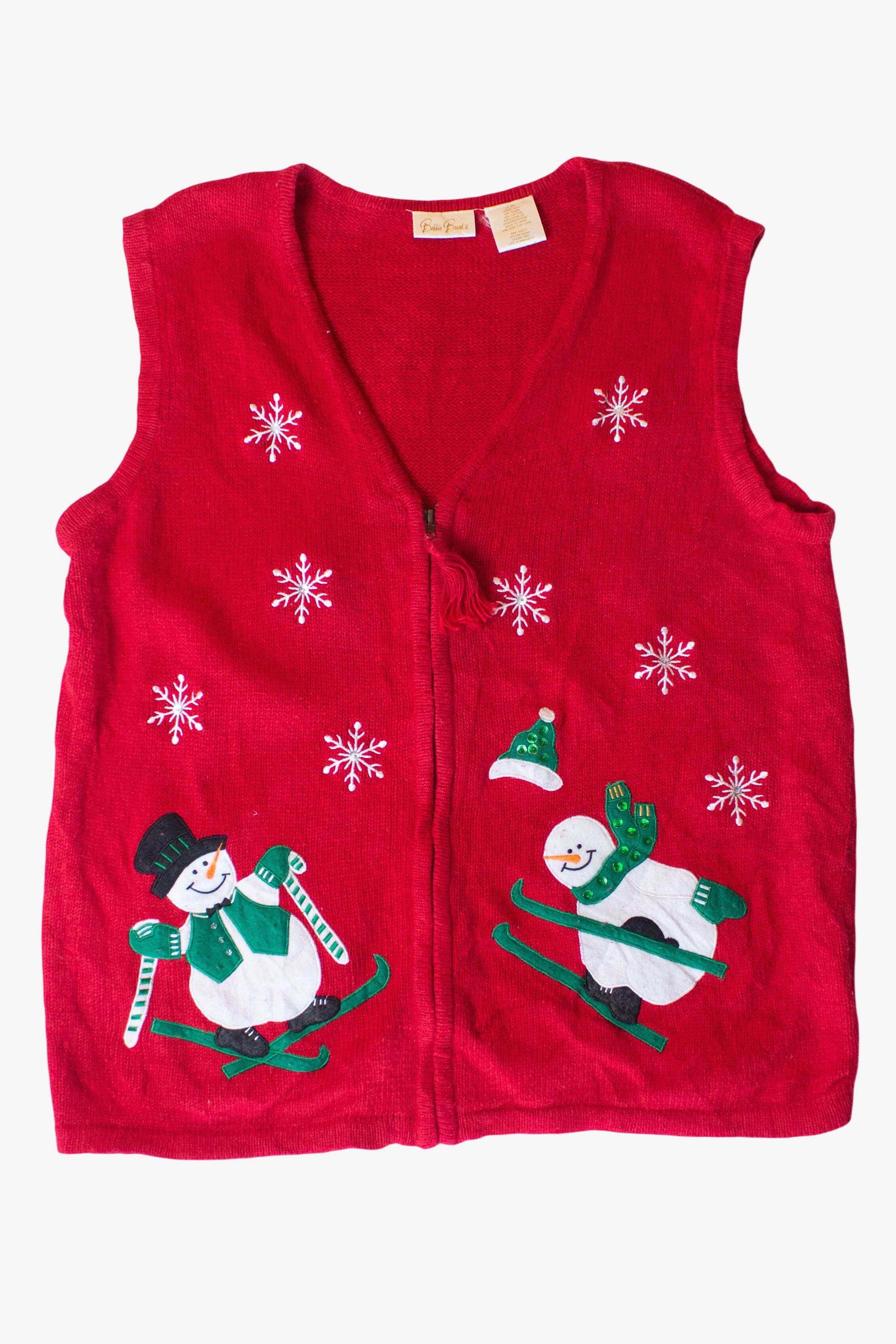 Vintage Skiing Snowmen Ugly Christmas Vest (1990s)