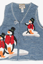 Top Hat Penguins Vintage Ugly Christmas Sweater (2000s)