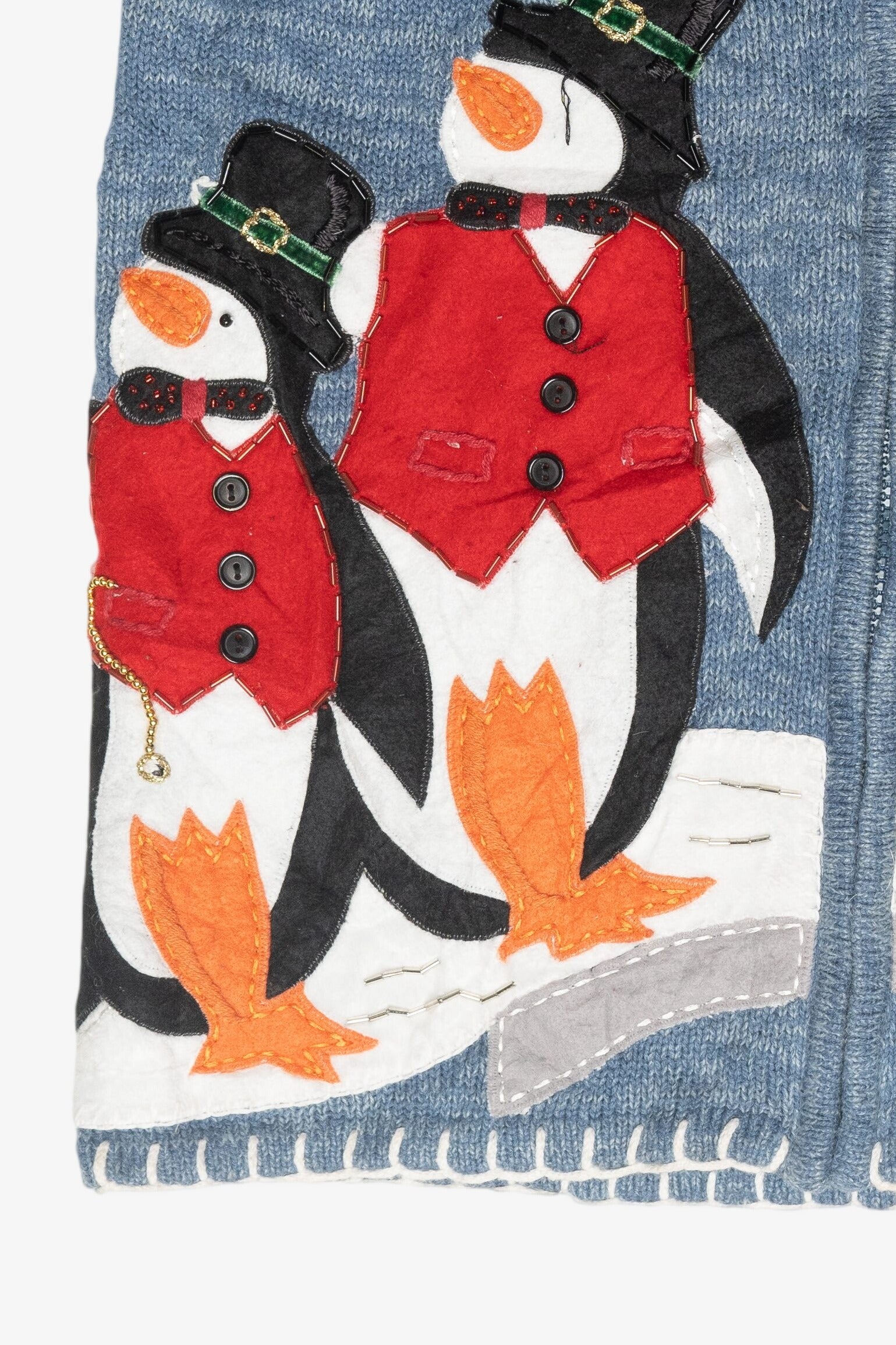 Top Hat Penguins Vintage Ugly Christmas Sweater (2000s)