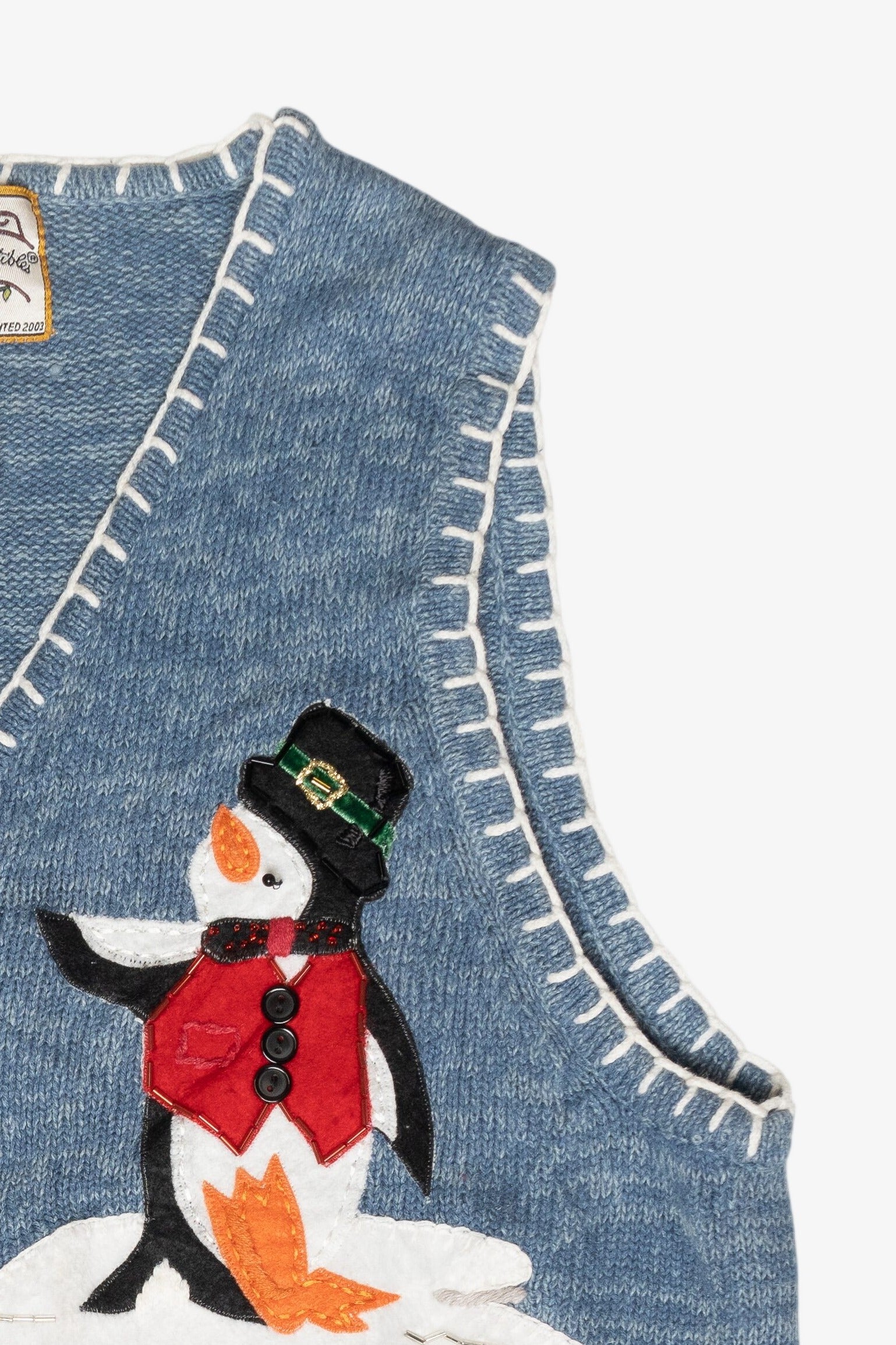 Top Hat Penguins Vintage Ugly Christmas Sweater (2000s)