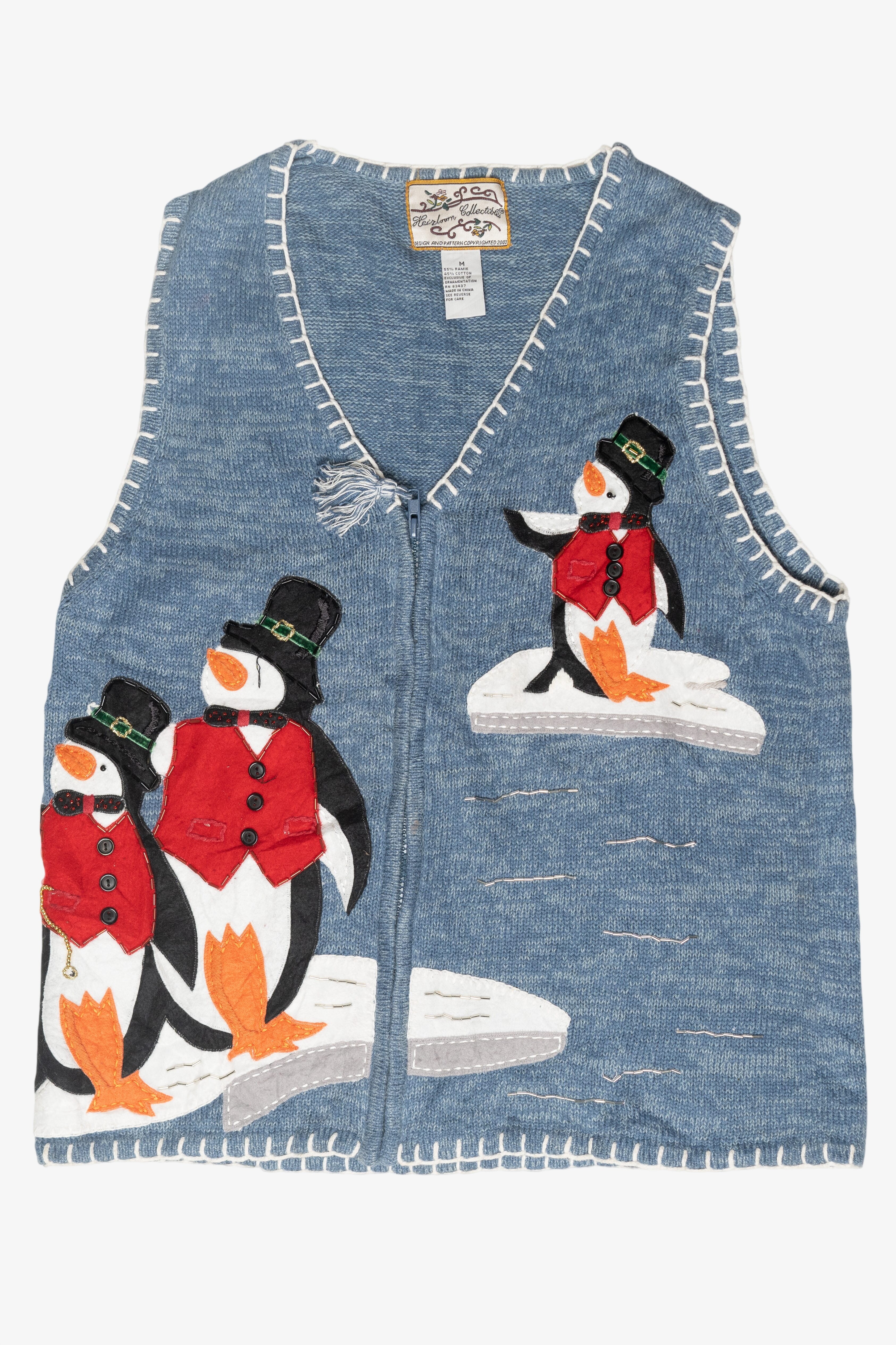 Top Hat Penguins Vintage Ugly Christmas Sweater (2000s)