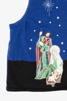 Vintage Blue Westbound Nativity Scene Ugly Christmas Vest (2000s)