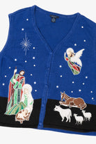 Vintage Blue Westbound Nativity Scene Ugly Christmas Vest (2000s)