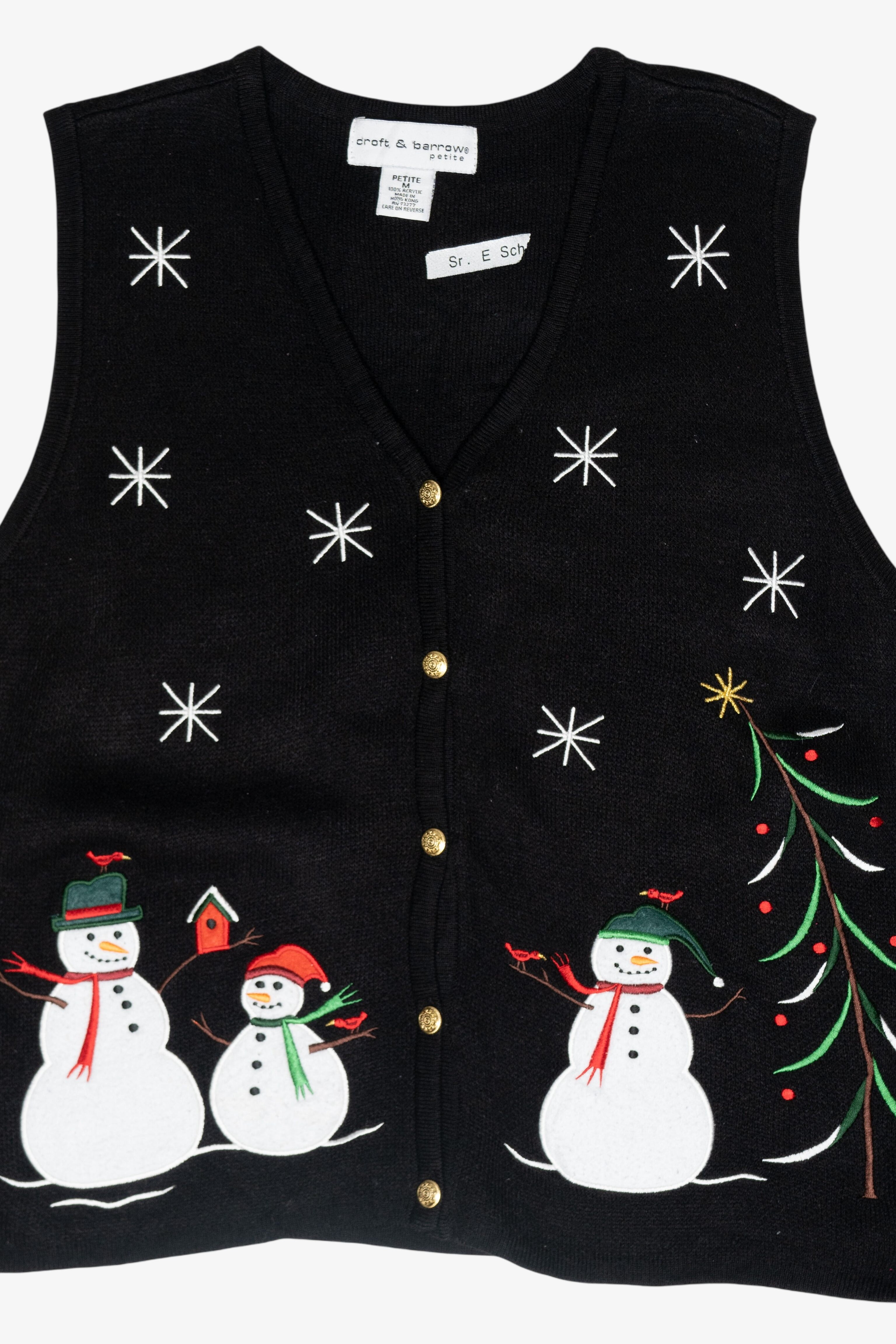 Snowmen Family and Cardinals Vintage Ugly Christmas Vest (2000s)
