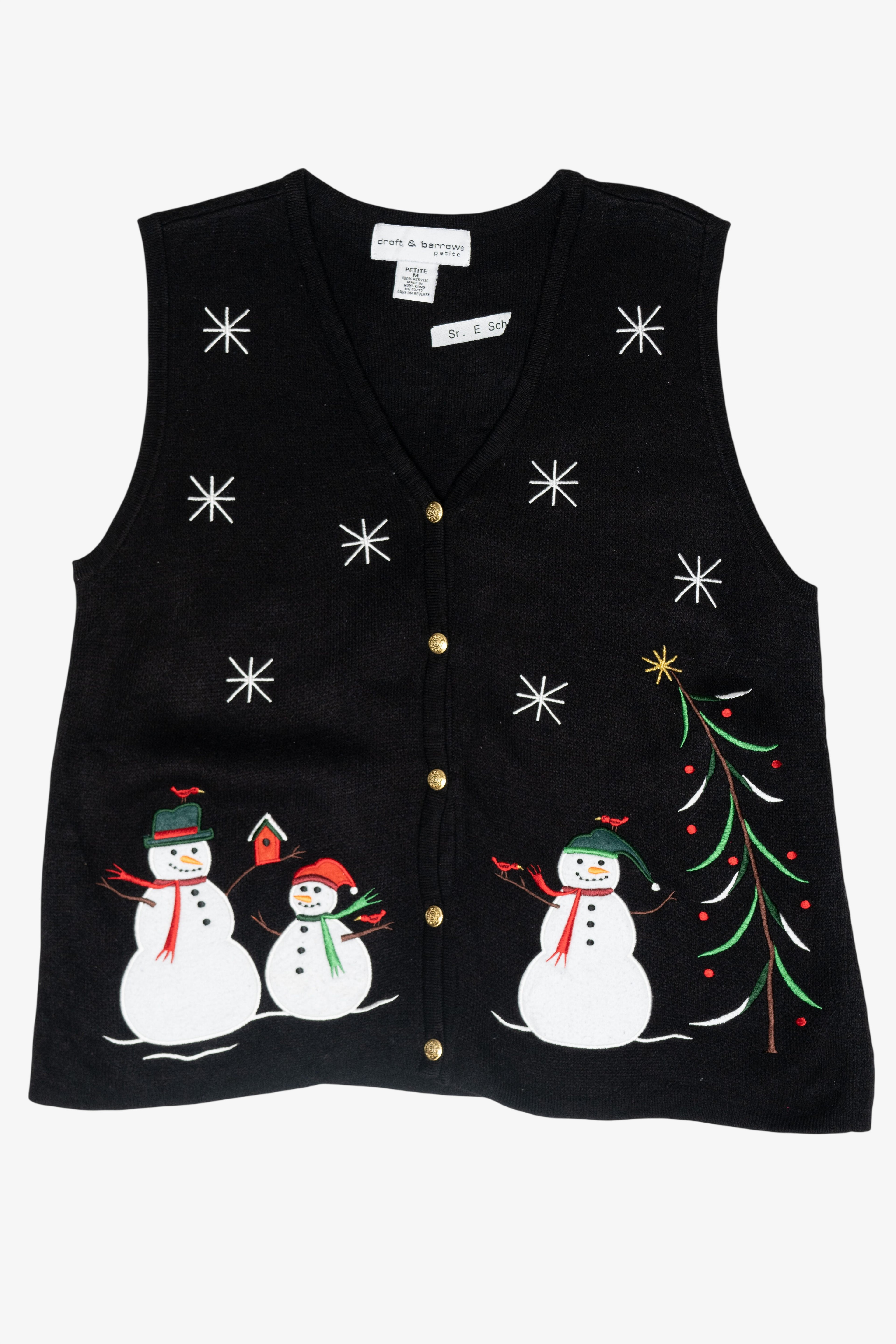 Snowmen Family and Cardinals Vintage Ugly Christmas Vest (2000s)
