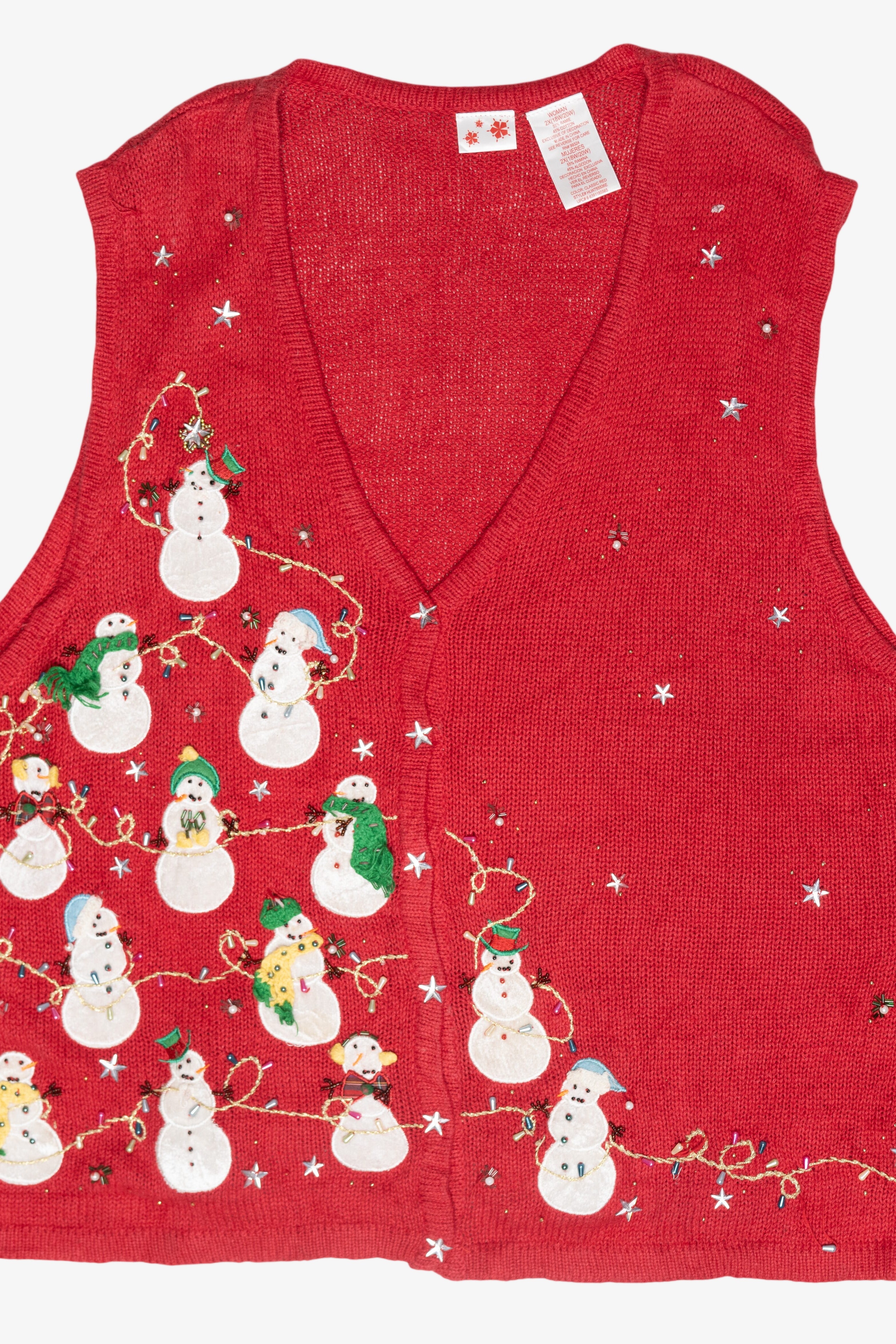 Snowmen String Lights Vintage Ugly Christmas Vest (2000s)