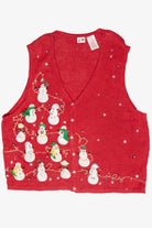 Snowmen String Lights Vintage Ugly Christmas Vest (2000s)