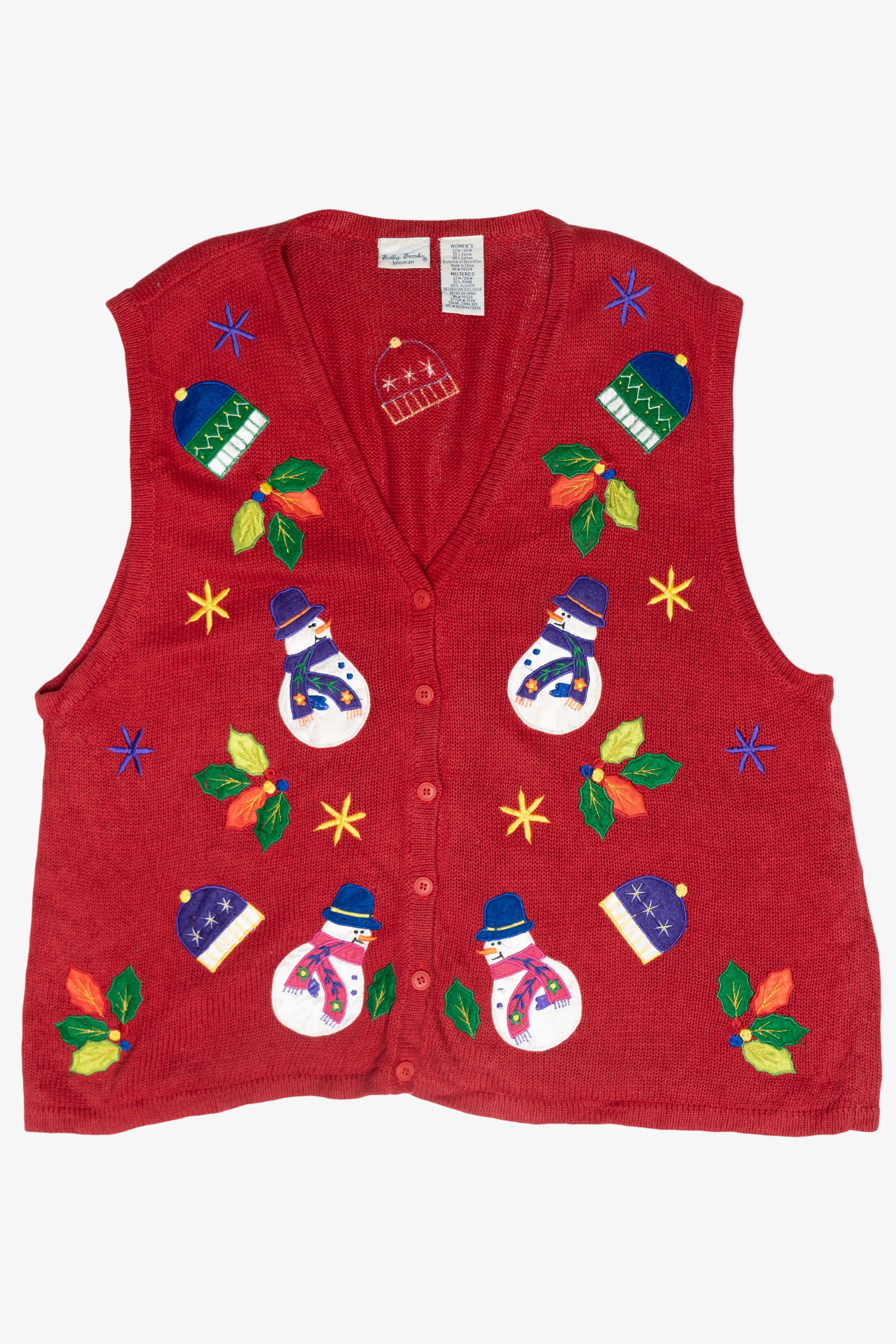 Snowmen Hats Vintage Ugly Christmas Vest (1990s)